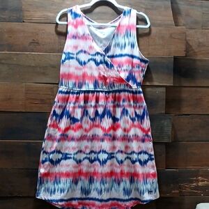 Eddie Bauer Pink, White And Blue Multicolor Sundress Size L
